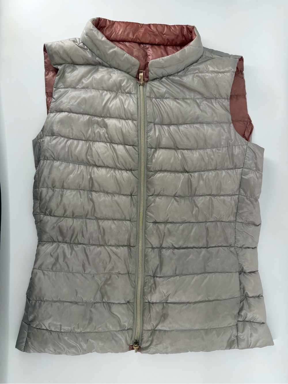 Herno Reversible Goose Down Puffer Vest Grey Pink Ombre Women's IT 42 US 6 Small